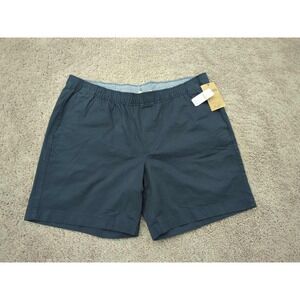 L.L.Bean Shorts Mens 2XL Navy Blue Elastic Waist Washed Casual Chino‎ Pockets